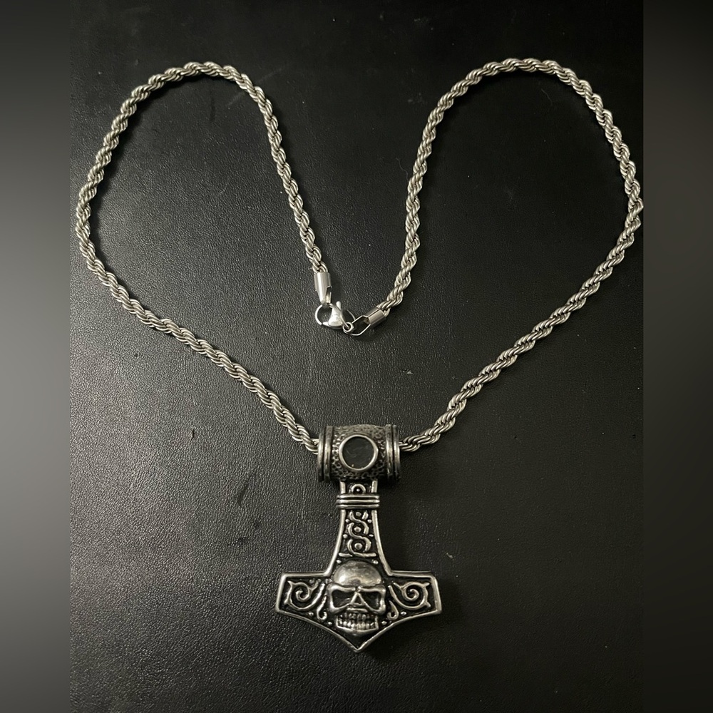 Stainless Viking Thor Hammer Pendant Necklace